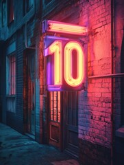 Aufkleber - A bright neon sign on the side of a building, with vibrant colors and modern design