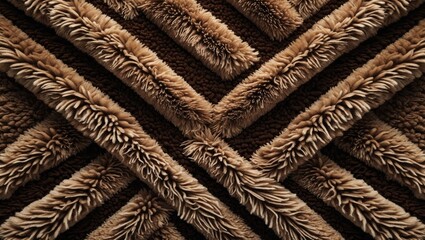 Poster - Textured brown plush carpet with a zigzag pattern, featuring varying shades of beige and brown, creating depth and warmth in the background.