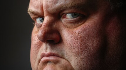 Poster - Portrait of a person with bright blue eyes, suitable for use in personal or professional projects