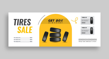 Wall Mural - tire shop facebook cover & social media banner | car service & auto repair promotion | tire sales ad
