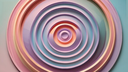 Aufkleber - Pastel concentric circles layered in varying shades of pink orange and purple with smooth gradients creating a modern spirograph effect on a soft background
