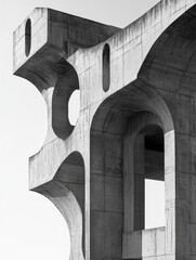 Poster - A black and white photograph of a concrete structure, ideal for use in architectural or design contexts