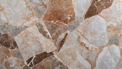 Aufkleber - Rustic marble texture featuring beige, brown, and gray shades with irregular fragmented patterns in a seamless layout for elegant backgrounds.