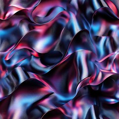 Poster - Futuristic Ruched Holographic Seamless Pattern Design for Fashion