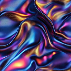 Poster - Futuristic Ruched Holographic Seamless Pattern Design for Fashion