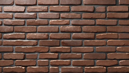 Poster - Detailed brown brick wall pattern featuring deep reddish-brown bricks arranged in a staggered formation against a dark background.