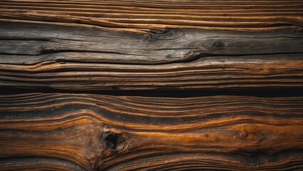 Fototapete - Rich textured wooden background featuring dark brown and warm orange hues with prominent grain patterns and natural imperfections.
