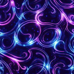 Poster - Futuristic Glowing Scrollwork Seamless Pattern Design for Modern Projects