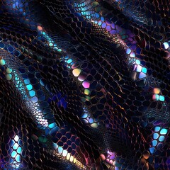 Aufkleber - Futuristic Snakeskin Seamless Pattern Holographic Chrome Texture