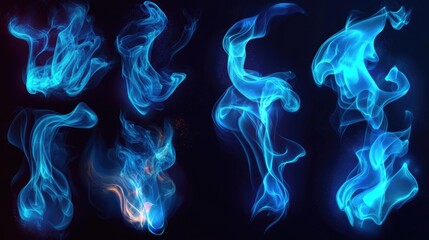 Poster - A dark background with wispy blue smoke tendrils