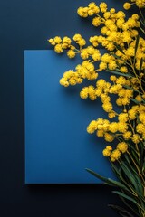 Poster - A bright blue square with vibrant yellow flowers