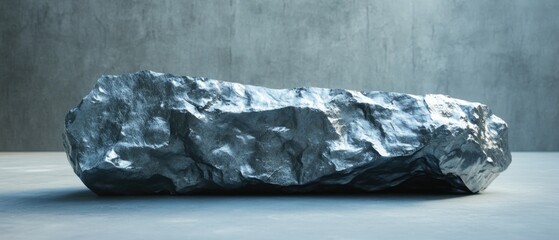 Aufkleber - A large rock sits atop a cement floor, providing an interesting contrast between the natural and industrial