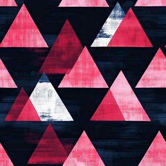 Poster - Geometric Shibori Triangles Layered Seamless Pattern Design for Textile