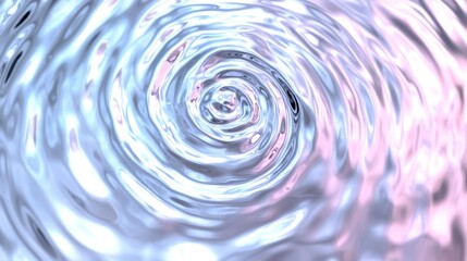 Poster - Abstract swirling liquid, pastel pink and blue hues, metallic sheen, hypnotic vortex. Close up view of rippling surface.
