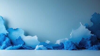 Fototapete - Blue gradient abstract backdrop with layered textures in varying shades of blue creating a dynamic background. Ideal for product display.