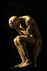 Poster - A man sits on a pedestal in a classic pose, suitable for art historical or educational contexts