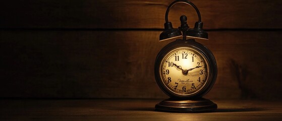 Poster - A classic analog clock sitting on a wooden table
