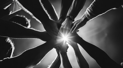 Poster - Group of people forming a circle and holding hands together