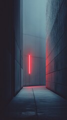 Poster - A bright red neon light illuminates a dimly lit room, creating an intimate atmosphere