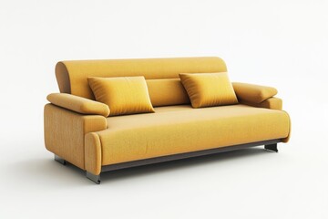 Poster - A yellow couch with pillows on top, suitable for interior design or furniture stores