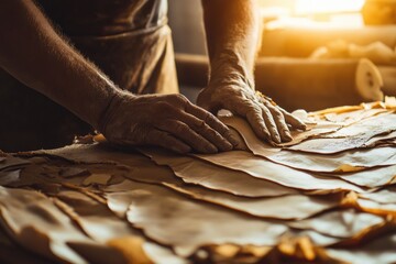 Poster - A person creates a unique design on a piece of paper by hand