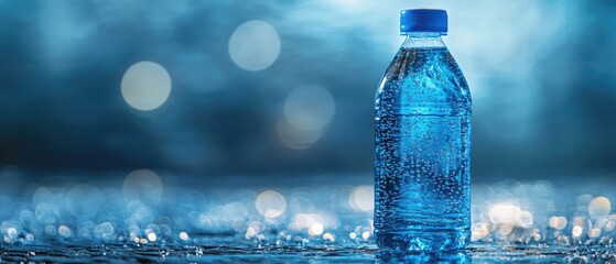 Poster - A bottle of water sits atop a table