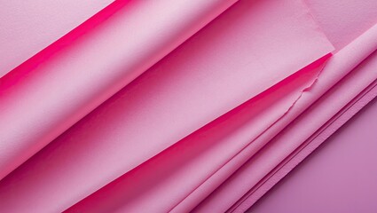 Poster - Textured layers of pink paper in soft gradient shades of light to vibrant pink, arranged diagonally with gentle folds and shadows.