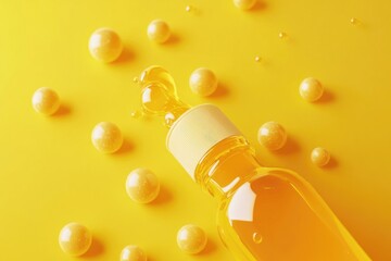 Poster - A clear glass bottle sits atop a bright yellow surface, possibly a table or countertop