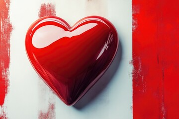 Poster - A close-up of a red heart-shaped object on a white surface, great for romantic or Valentine's Day-themed content
