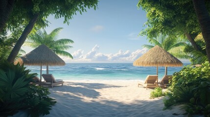 Poster - Cozy scene on a sunny day at the beach
