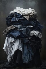 Poster - A pile of clothes sits atop a pile of rocks, perfect for outdoor or adventure-themed projects