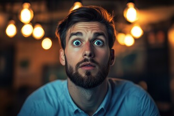 Aufkleber - A person looking shocked or surprised with an open-mouthed expression