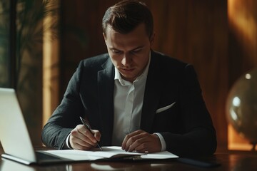 Poster - A person taking notes on a piece of paper, possibly for work or personal use