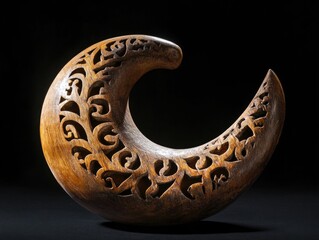 Aufkleber - A carved wooden object on a black background