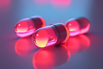 Poster - A couple of pills sitting on a table, possibly being used for medicine or first aid