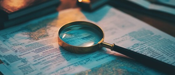 Aufkleber - A magnifying glass sits atop a piece of paper, ready for inspection and analysis