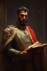 Poster - A person holding a book, dressed in formal attire