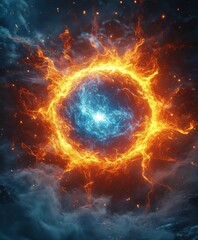 Wall Mural - fiery cosmic rings of energy