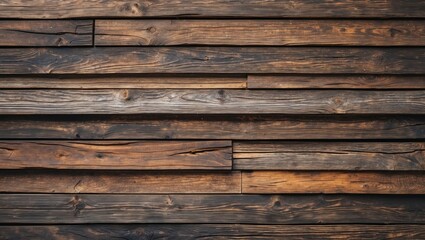 Leinwandbilder - Dark wooden planks arranged in horizontal lines create a rustic background with rich brown tones and varying textures, ideal for design projects.