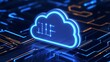 © Tackey - Futuristic Cloud Computing Illustration with Neon Lights and Digital Circuit Background