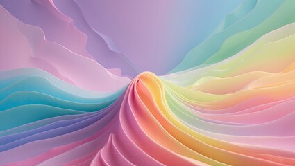 Aufkleber - Pastel gradient waves in soft pink, blue, and green hues merge in a flowing abstract design conveying harmony and tranquility in a serene background.