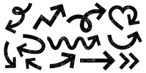 Poster - grunge arrow set. transparent png and vector illustration.