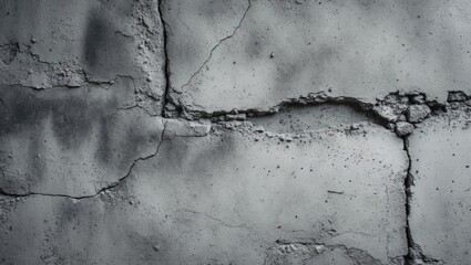 Fototapete - Aged gray concrete wall texture with rough surface and visible minor cracks. Grunge background showcasing detailed cement plaster features.