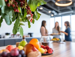 Poster - Workplace Wellness Revolution Modern Corporate Culture Meets Holistic Nutrition - Inspiring Collaborative Breakfast Experience in Dynamic Urban Office Environment