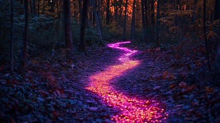 Poster - A mystical glowing forest path leading to an unknown destination