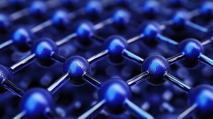 Poster - Luminous Blue Molecular Structure Nodes Connected by Energy Pathways Within a Network