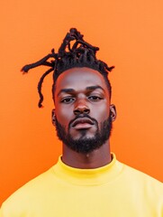 Aufkleber - Bold Urban Expression Vibrant Minimalist Portrait Showcasing Gen Z Streetwear Aesthetic with High-Energy Color Blocking and Contemporary Personal Branding