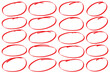 © vaibhavapradayaka - Set of hand drawn red marker round frames icolated on white background. Hand drawn marker stroke style doodle red circle frame. Highlight hand drawing circle isolated on background. Red circle set 888
