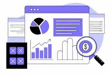 Poster - A digital dashboard displaying graphs, charts, and financial data, emphasizing analytics and business insights in a modern, minimalist design.