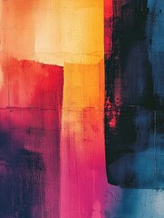 Poster - Artistic painting featuring bold red and yellow colors with unique brush strokes and textures